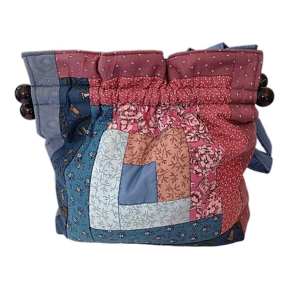 Hand Crafted Quilted Fabric Shoulder Bag Handbag Cottage Hippie Farmhouse Boho - Picture 12 of 16